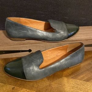 Madewell Cap Toe Teddy Loafers Black Gray Size 9.5